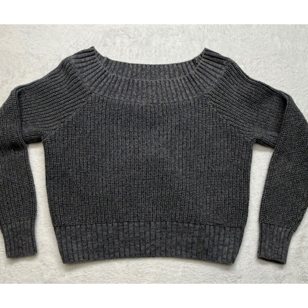 Hollister Gray Ribbed Knit Long Sleeve Open Front Cardigan Sweater Womens Small